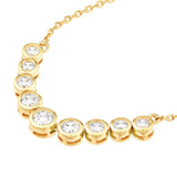 14K Gold 9 Stone Graduated Diamond Bezel Necklace