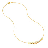 14K Gold 9 Stone Graduated Diamond Bezel Necklace