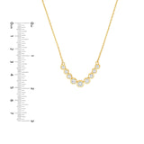 14K Gold 9 Stone Graduated Diamond Bezel Necklace