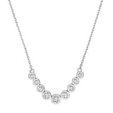 14K Gold 9 Stone Graduated Diamond Bezel Necklace