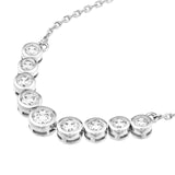 14K Gold 9 Stone Graduated Diamond Bezel Necklace
