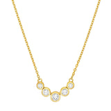 14K Gold 5 Stone Graduated Diamond Bezel Necklace
