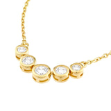 14K Gold 5 Stone Graduated Diamond Bezel Necklace