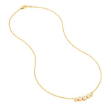 14K Gold 5 Stone Graduated Diamond Bezel Necklace