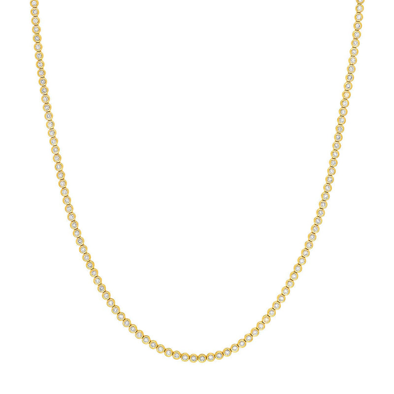 14K Gold 4.00 Carat Bezel Set Diamond Necklace