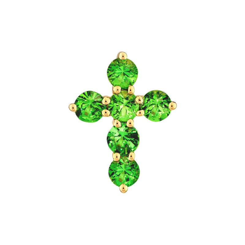 14K Gold Tsavorite Cross Pendant