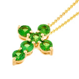14K Gold Tsavorite Cross Pendant