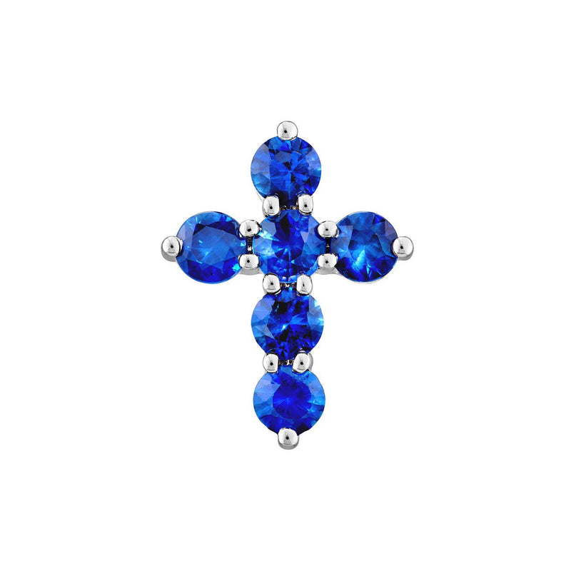 14K Gold Sapphire Cross Pendant