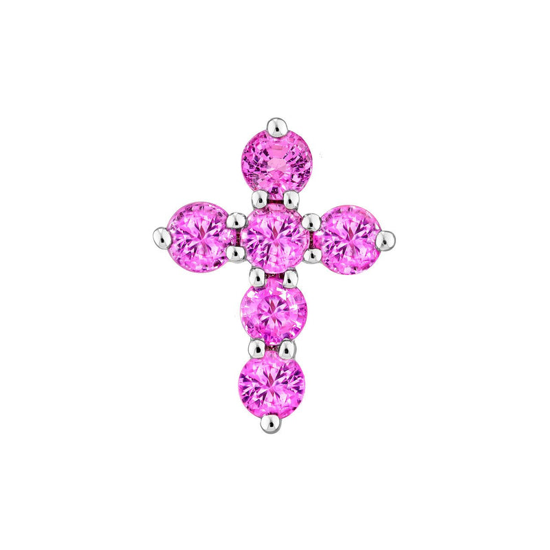 14K Gold Pink Sapphire Cross Pendant