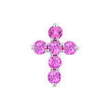 14K Gold Pink Sapphire Cross Pendant