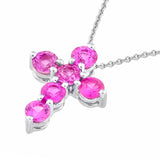 14K Gold Pink Sapphire Cross Pendant