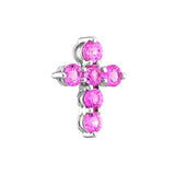 14K Gold Pink Sapphire Cross Pendant