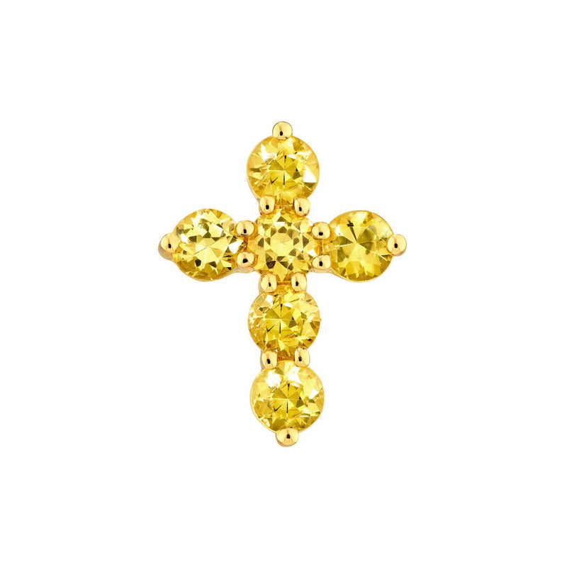 14K Gold Yellow Sapphire Cross Pendant