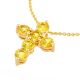 14K Gold Yellow Sapphire Cross Pendant