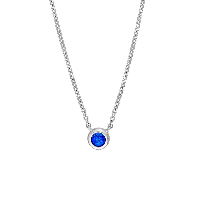 14K Gold 3MM Sapphire Bezel Pendant Necklace