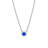 14K Gold 3MM Sapphire Bezel Pendant Necklace