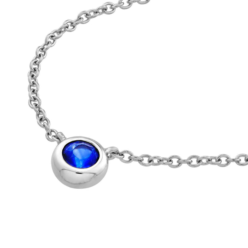 14K Gold 3MM Sapphire Bezel Pendant Necklace