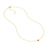 14K Gold 3MM Ruby Bezel Pendant Necklace