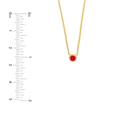 14K Gold 3MM Ruby Bezel Pendant Necklace