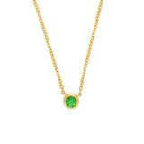 14K Gold 3MM Tsavorite Bezel Pendant Necklace