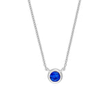 14K Gold 4MM Sapphire Bezel Pendant Necklace