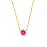 14K Gold 4MM Ruby Bezel Pendant Necklace