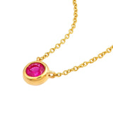 14K Gold 4MM Ruby Bezel Pendant Necklace