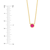 14K Gold 4MM Ruby Bezel Pendant Necklace