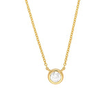 14K Gold 4MM Diamond Bezel Pendant Necklace