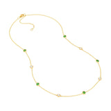 14K Gold Diamond and Emerald Station Bezel Necklace
