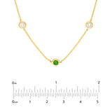 14K Gold Diamond and Emerald Station Bezel Necklace