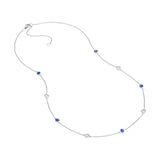 14K Gold Diamond and Sapphire Station Bezel Necklace