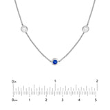 14K Gold Diamond and Sapphire Station Bezel Necklace