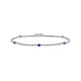 14K Gold Sapphire Station Tennis Bracelet