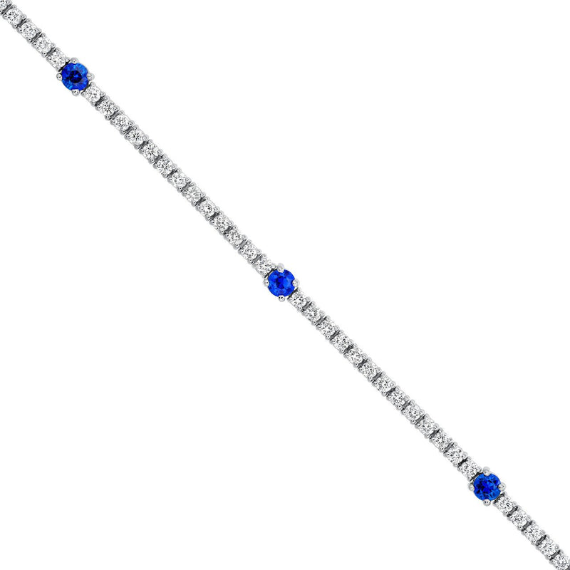 14K Gold Sapphire Station Tennis Bracelet