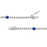 14K Gold Sapphire Station Tennis Bracelet