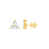 14K Gold 4.2MM Trio Diamond Stud Earrings