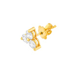 14K Gold 4.2MM Trio Diamond Stud Earrings