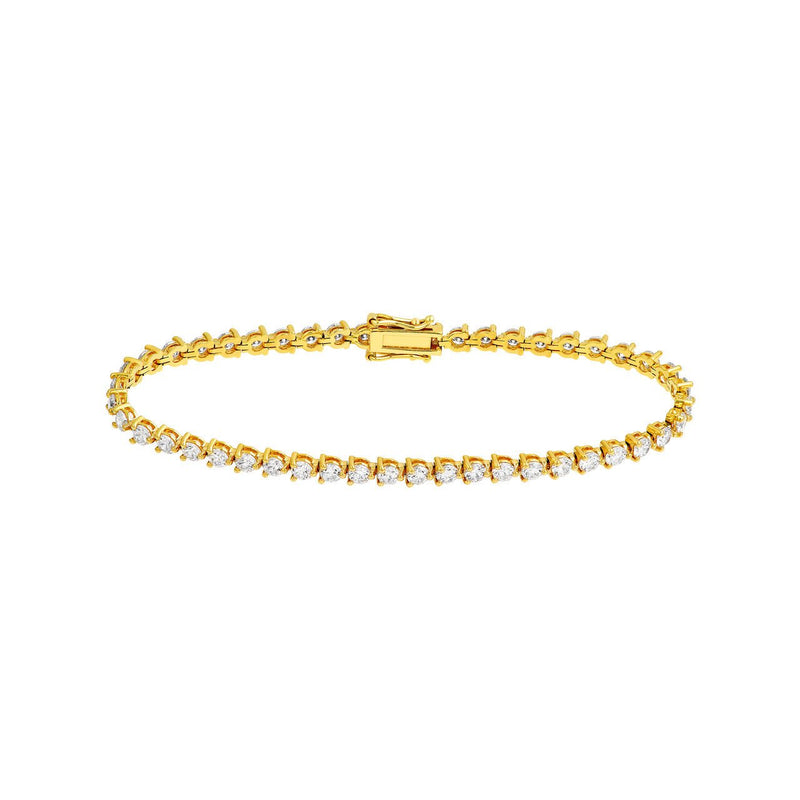 14K Gold 5.00 Carat Natural Diamond Three Prong Tennis Bracelet
