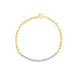 14K Two Tone Gold Paper Clip and Tennis Bracelet