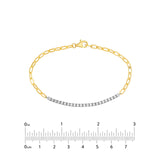 14K Two Tone Gold Paper Clip and Tennis Bracelet