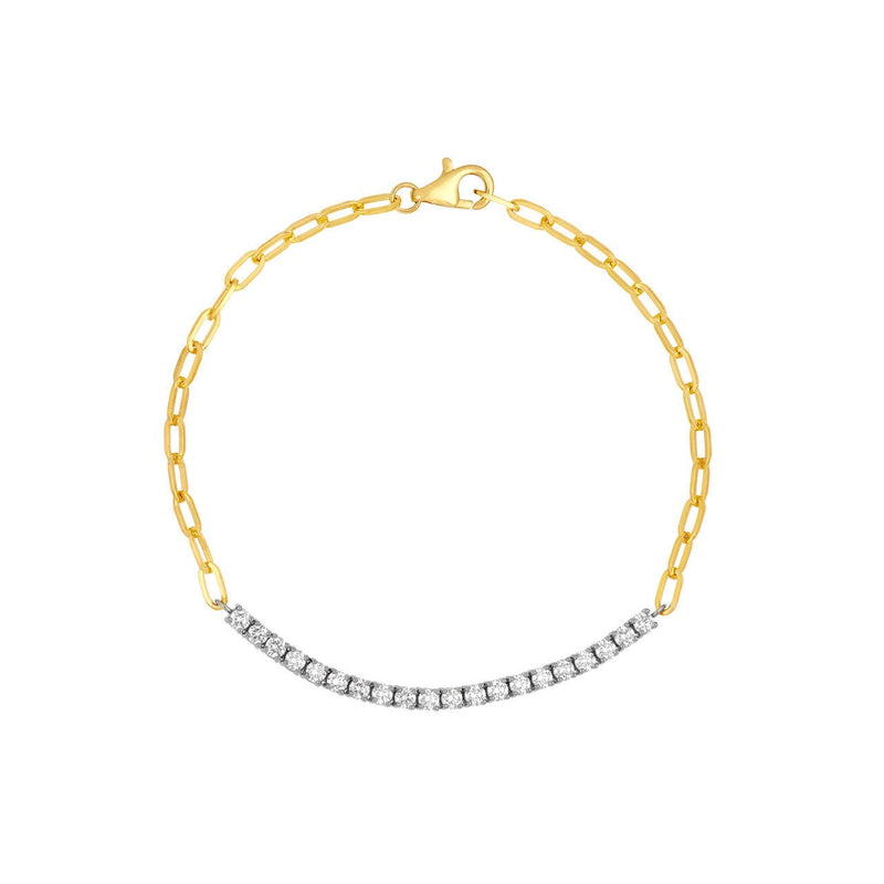 14K Two-Tone Gold 1.00 Carat Paper Clip and Tennis Bracelet