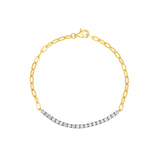 14K Two-Tone Gold 1.00 Carat Paper Clip and Tennis Bracelet