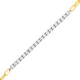 14K Two-Tone Gold 1.00 Carat Paper Clip and Tennis Bracelet