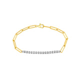 14K Two Tone Gold Thick Carat Paper Clip and Tennis Bracelet