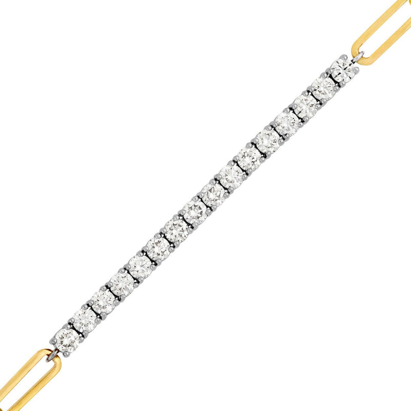 14K Two Tone Gold Thick Carat Paper Clip and Tennis Bracelet