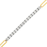 14K Two Tone Gold Thick Carat Paper Clip and Tennis Bracelet