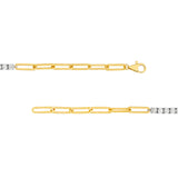 14K Two Tone Gold Thick Carat Paper Clip and Tennis Bracelet