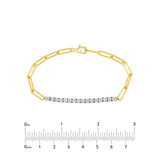 14K Two Tone Gold Thick Carat Paper Clip and Tennis Bracelet