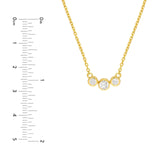 14K Gold Three Stone Bezel Pendant Necklace